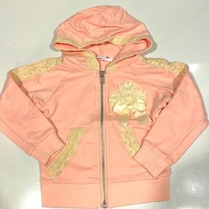 Girls Mae Li Rose pink zip up sweatshirt size 2